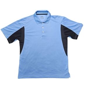 PGA Tour Men's Button Up Golf Blue Polo Size Large